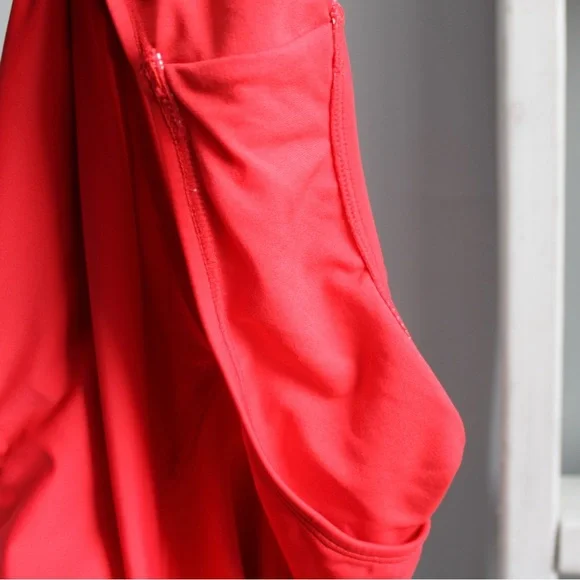 Xhilaration Square Neck Rainbow Red Colorful One Piece Swimsuit Size XL - Picture 5 of 6